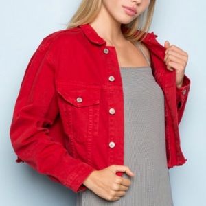 Brandy Melville Red Jean Jacket 💋